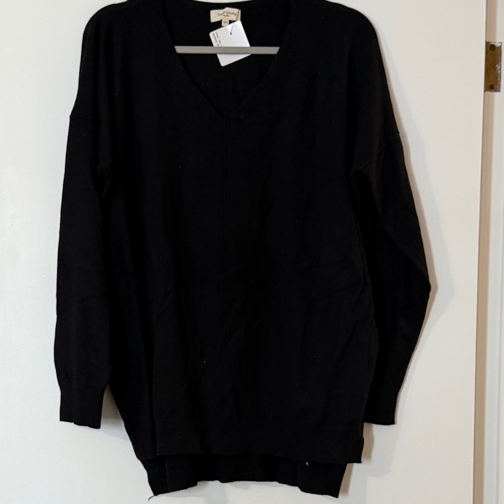 Everyday Black V-Neck Sweater — Soft Relaxed Fit